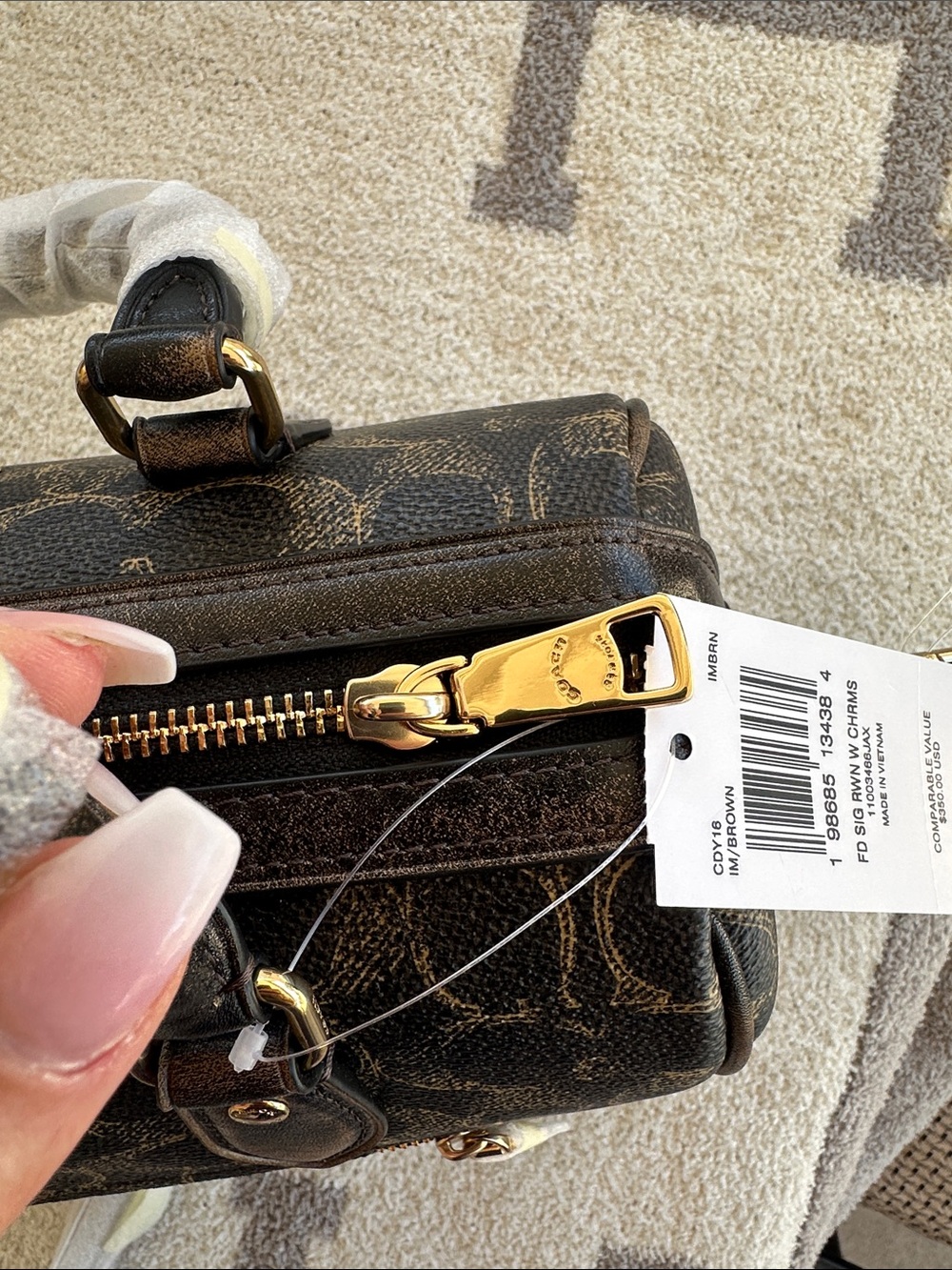 Coach Brown Logo Barrel Satchel with Gold Hardware - Picture 5 of 9